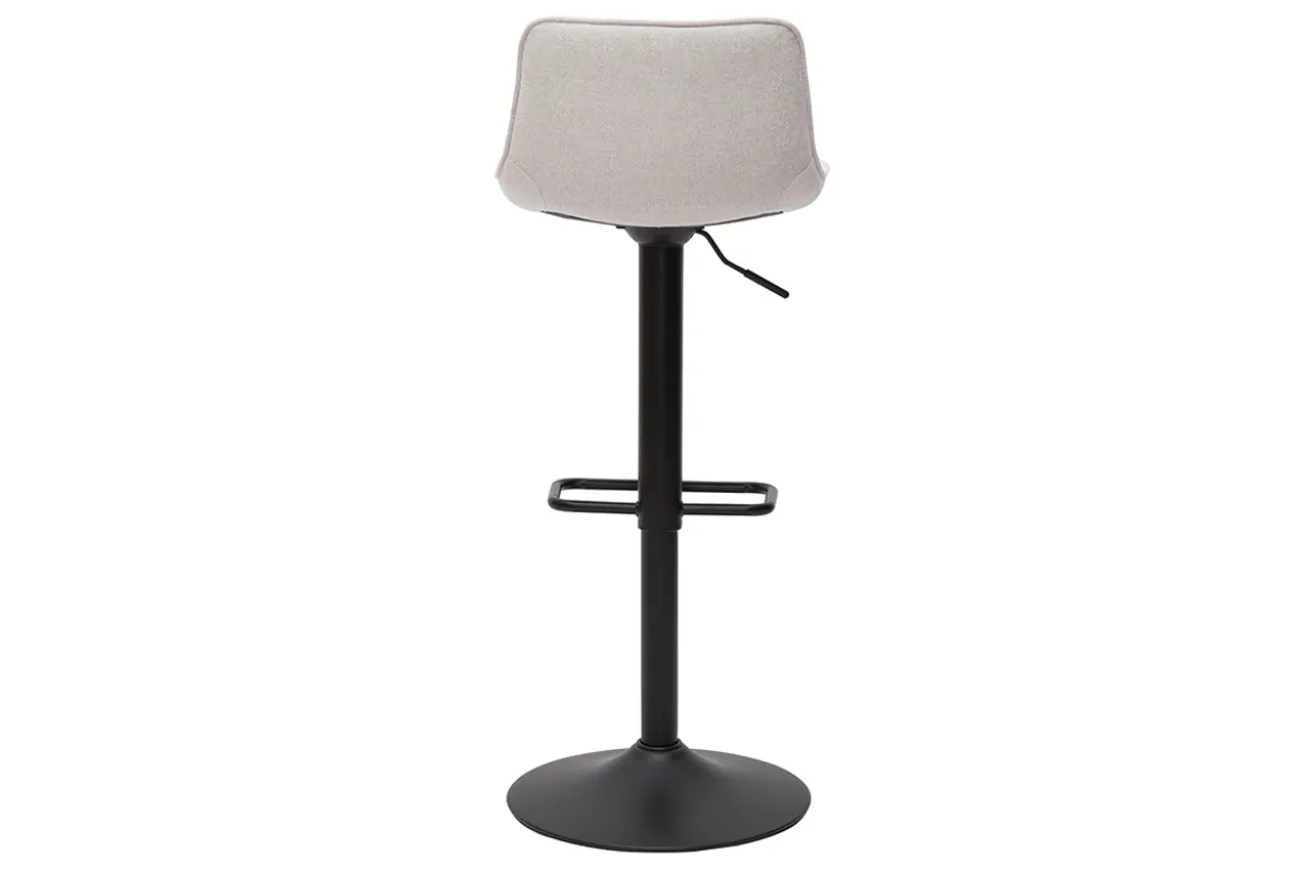 Tabourets de bar réglables pivotants 360° en tissu effet velours texturé beige et métal noir (lot de 2) BOOST