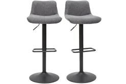 Tabourets de bar réglables pivotants 360° en tissu effet velours texturé gris et métal (lot de 2) BOOST