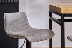 Tabourets de bar réglables pivotants 360° en tissu effet velours texturé gris et métal (lot de 2) BOOST