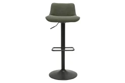 Tabourets de bar réglables pivotants 360° en tissu vert kaki et métal noir (lot de 2) BOOST