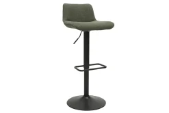 Tabourets de bar réglables pivotants 360° en tissu vert kaki et métal noir (lot de 2) BOOST