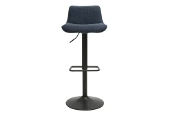 Tabourets de bar réglables pivotants 360° en tissu effet velours texturé bleu foncé et métal noir (lot de 2) BOOST