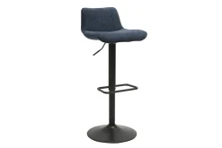 Tabourets de bar réglables pivotants 360° en tissu effet velours texturé bleu foncé et métal noir (lot de 2) BOOST
