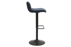 Tabourets de bar réglables pivotants 360° en tissu effet velours texturé bleu foncé et métal noir (lot de 2) BOOST