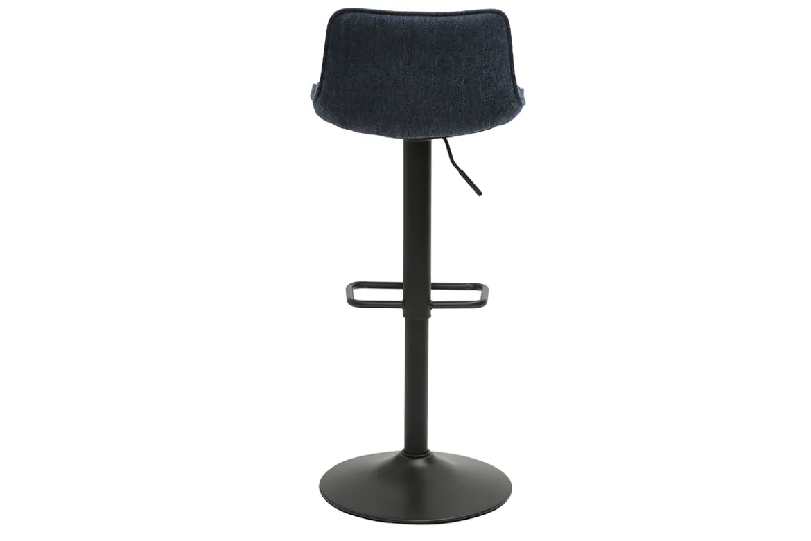 Tabourets de bar réglables pivotants 360° en tissu effet velours texturé bleu foncé et métal noir (lot de 2) BOOST