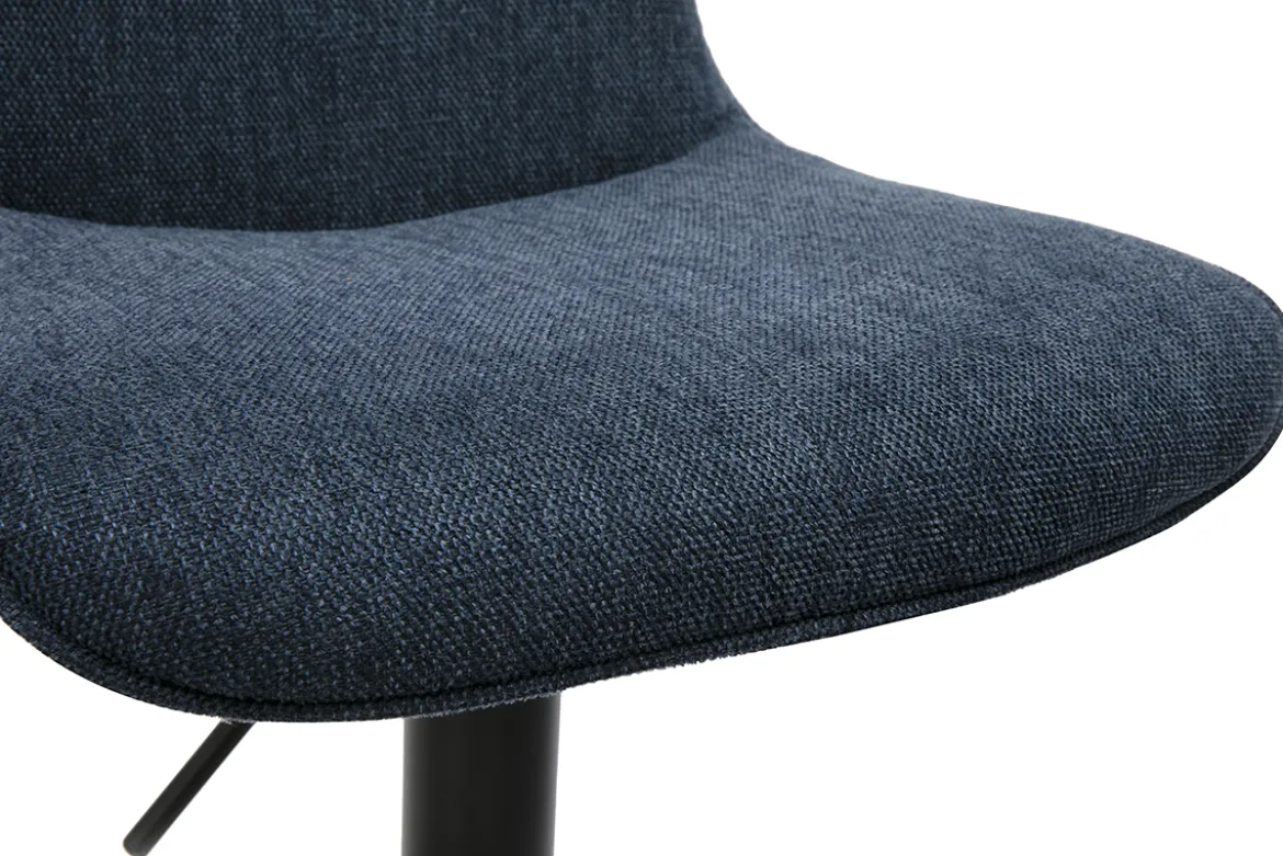 Tabourets de bar réglables pivotants 360° en tissu effet velours texturé bleu foncé et métal noir (lot de 2) BOOST