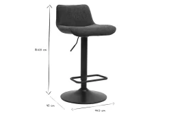Tabourets de bar réglables pivotants 360° en tissu effet velours texturé bleu foncé et métal noir (lot de 2) BOOST