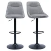 Tabourets de bar réglables pivotants 360° en tissu effet velours texturé gris et métal (lot de 2) ALESS