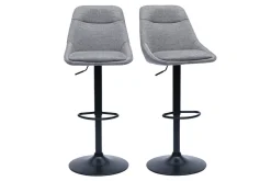 Tabourets de bar réglables pivotants 360° en tissu effet velours texturé gris et métal (lot de 2) ALESS