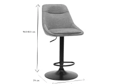 Tabourets de bar réglables pivotants 360° en tissu effet velours texturé gris et métal (lot de 2) ALESS