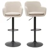 Tabourets de bar réglables tissu effet velours beige et métal (lot de 2) AMIKA