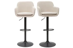 Tabourets de bar réglables tissu effet velours beige et métal (lot de 2) AMIKA
