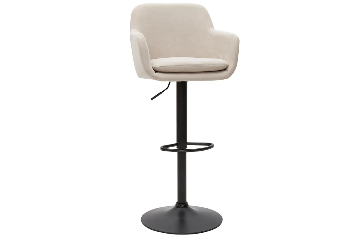 Tabourets de bar réglables tissu effet velours beige et métal (lot de 2) AMIKA