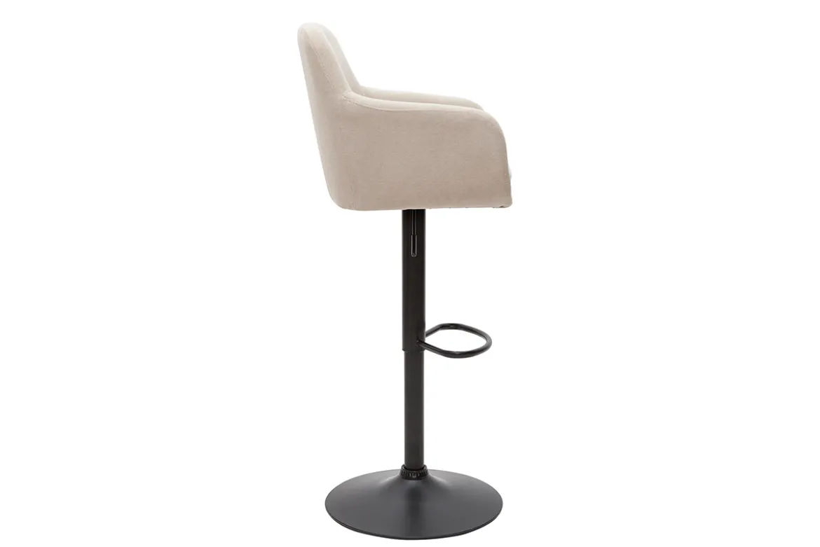 Tabourets de bar réglables tissu effet velours beige et métal (lot de 2) AMIKA