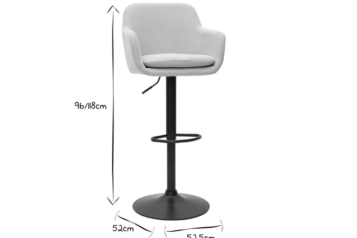 Tabourets de bar réglables tissu effet velours beige et métal (lot de 2) AMIKA