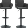 Tabourets de bar réglables tissu gris anthracite métal noir (lot de 2) CARLIE