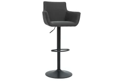 Tabourets de bar réglables tissu gris anthracite métal noir (lot de 2) CARLIE