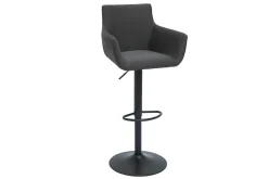Tabourets de bar réglables tissu gris anthracite métal noir (lot de 2) CARLIE