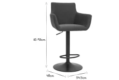 Tabourets de bar réglables tissu gris anthracite métal noir (lot de 2) CARLIE