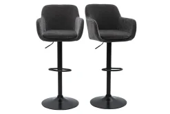 Tabourets de bar réglables tissu effet velours gris foncé et métal (lot de 2) AMIKA