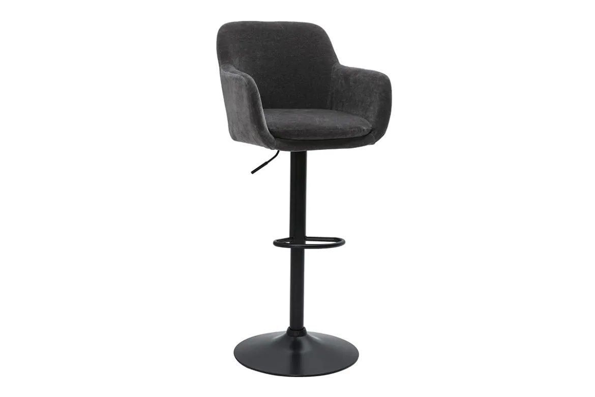 Tabourets de bar réglables tissu effet velours gris foncé et métal (lot de 2) AMIKA