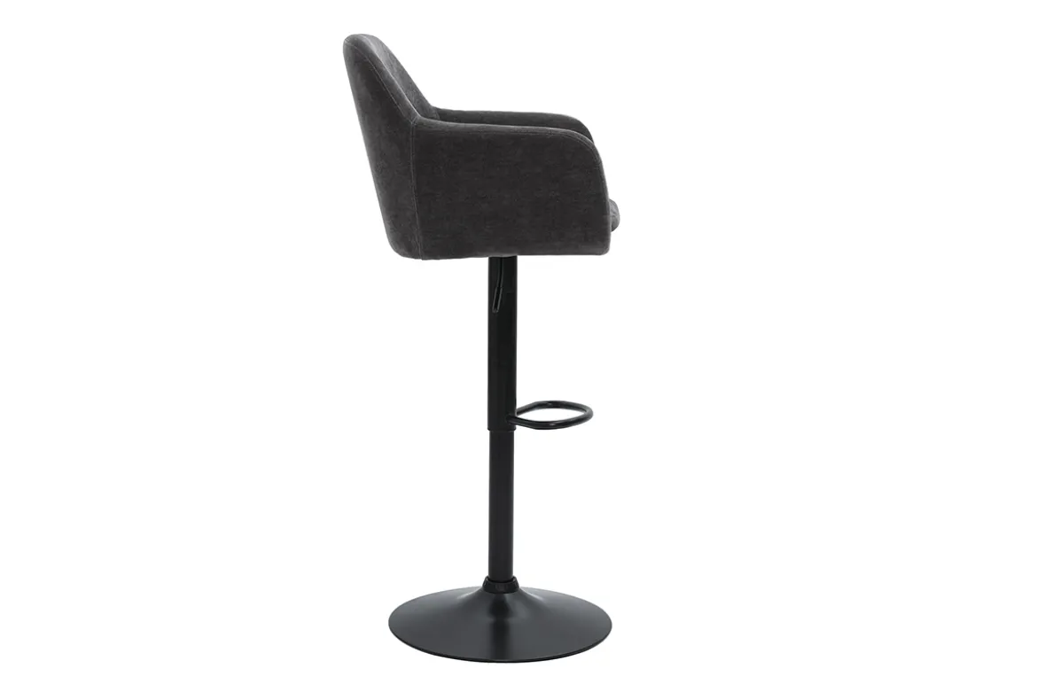 Tabourets de bar réglables tissu effet velours gris foncé et métal (lot de 2) AMIKA