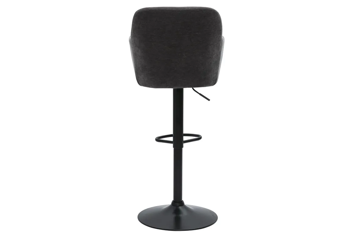Tabourets de bar réglables tissu effet velours gris foncé et métal (lot de 2) AMIKA