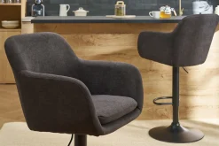 Tabourets de bar réglables tissu effet velours gris foncé et métal (lot de 2) AMIKA