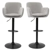 Tabourets de bar réglables tissu effet velours gris et métal (lot de 2) AMIKA