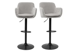 Tabourets de bar réglables tissu effet velours gris et métal (lot de 2) AMIKA