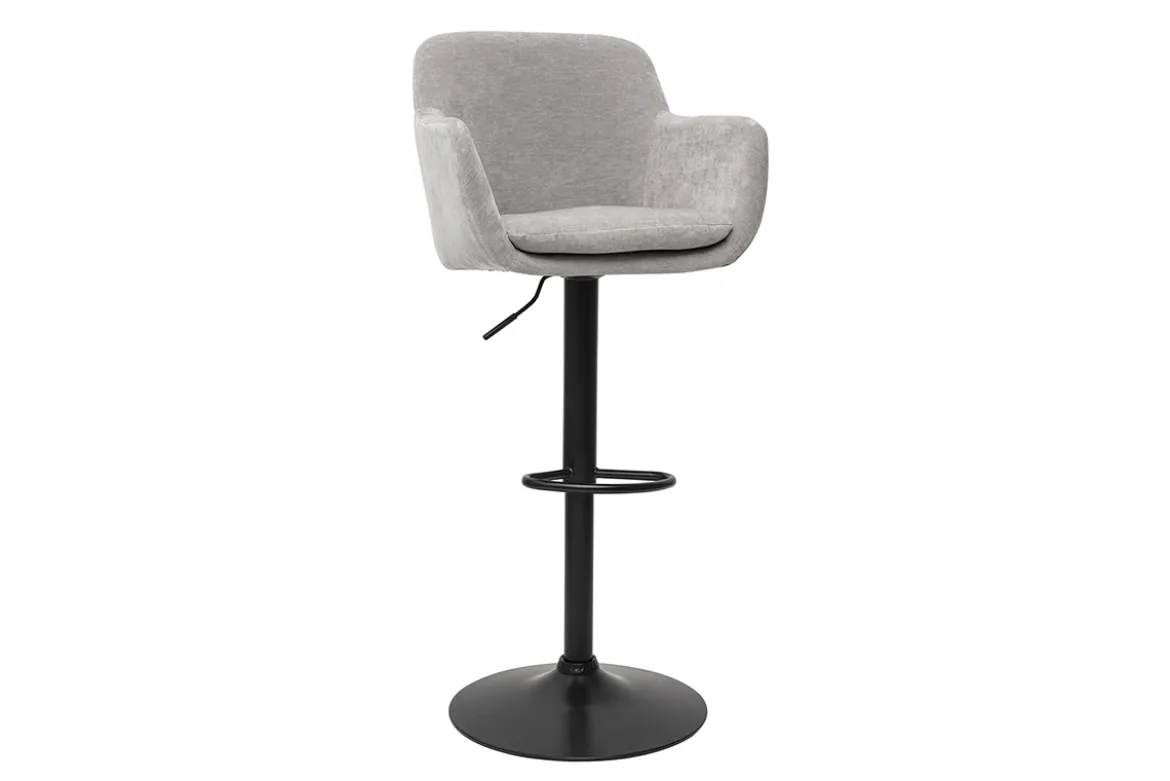 Tabourets de bar réglables tissu effet velours gris et métal (lot de 2) AMIKA