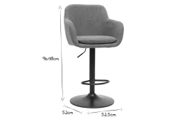 Tabourets de bar réglables tissu effet velours gris et métal (lot de 2) AMIKA