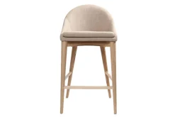 Tabourets de bar scandinaves en tissu beige et frêne massif H66 cm (lot de 2) DALIA