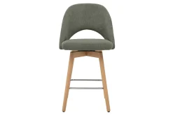 Tabourets de bar scandinaves en tissu velours côtelé vert kaki et hévéa massif 65 cm (lot de 2) COSETTE