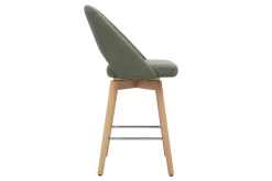 Tabourets de bar scandinaves en tissu velours côtelé vert kaki et hévéa massif 65 cm (lot de 2) COSETTE