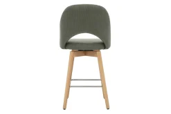 Tabourets de bar scandinaves en tissu velours côtelé vert kaki et hévéa massif 65 cm (lot de 2) COSETTE