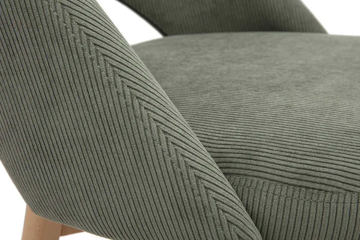 Tabourets de bar scandinaves en tissu velours côtelé vert kaki et hévéa massif 65 cm (lot de 2) COSETTE