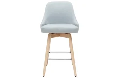 Tabourets de bar scandinaves pivotants 360° en tissu gris clair et bois hêtre massif H65 cm (lot de 2) HASTA