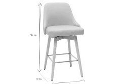 Tabourets de bar scandinaves pivotants 360° en tissu gris clair et bois hêtre massif H65 cm (lot de 2) HASTA