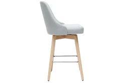 Tabourets de bar scandinaves pivotants 360° en tissu gris clair et bois hêtre massif H65 cm (lot de 2) HASTA