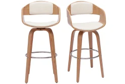 Tabourets de bar scandinaves pivotants 360° en bois clair H67.5 cm (lot de 2) GAO