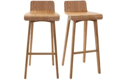 Tabourets de bar scandinaves en bois clair H75 cm (lot de 2) BALTIK