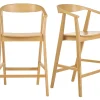 Tabourets de bar scandinaves en bois clair H66.5 cm (lot de 2) BAHIA