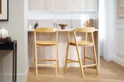 Tabourets de bar scandinaves en bois clair H66.5 cm (lot de 2) BAHIA