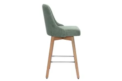 Tabourets de bar scandinaves pivotants 360° en tissu chenille vert kaki et bois hêtre massif H65 cm (lot de 2) HASTA