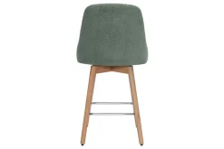 Tabourets de bar scandinaves pivotants 360° en tissu chenille vert kaki et bois hêtre massif H65 cm (lot de 2) HASTA