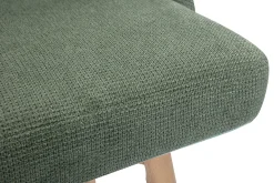 Tabourets de bar scandinaves pivotants 360° en tissu chenille vert kaki et bois hêtre massif H65 cm (lot de 2) HASTA