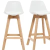 Tabourets de bar scandinaves blanc et bois 65 cm (lot de 2) MINI PAULINE