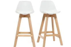 Tabourets de bar scandinaves blanc et bois 65 cm (lot de 2) MINI PAULINE