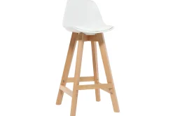 Tabourets de bar scandinaves blanc et bois 65 cm (lot de 2) MINI PAULINE